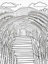 Corn Maze Coloring Pages - Fun Activity for Autumn Season  minimal black outline printable sheet, coloring page