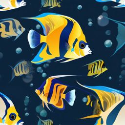 Angelfish Clipart - Angelfish in the crystal-clear waters of the tropics , minimal, 2d