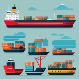 Cargo Ship Clipart - A cargo ship transporting goods.  color vector clipart, minimal style