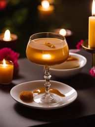 suspiro limeño on a romantic date - sharing a sweet peruvian caramel dessert, suspiro limeño, on a romantic candlelit date. 