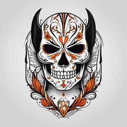 Halloween Costume Tattoo - Tattoo inspired by Halloween costumes or characters.  simple color tattoo,minimalist,white background