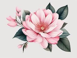 japanese pink flower tattoo  simple color tattoo,white background,minimal