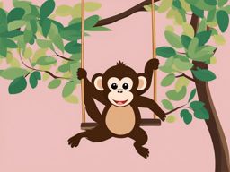 monkey clipart - swinging through the trees with agility. 