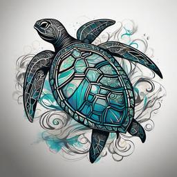 Abstract Sea Turtle Tattoo - Showcase an artistic interpretation of a sea turtle with unique and imaginative abstract designs.  