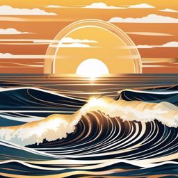 Sun-kissed Waves clipart - Sunlight reflecting on ocean waves, ,vector color clipart,minimal
