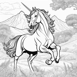 unicorn coloring pages - wild unicorn racing alongside a herd of galloping horses, its spirit untamed and free. 