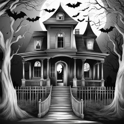 halloween clipart black and white in a haunted house - setting a spooky tone. 