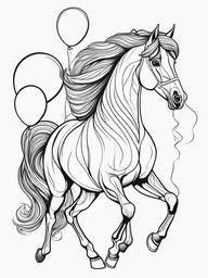 Horse with Balloons Coloring Pages - Festive Hor  minimal black outline printable sheet, coloring page