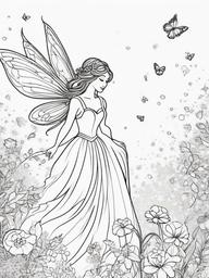 Fairy with Magic Dust Coloring Pages - Fairy Sprinkling Enchanted Dust Everywhere  minimal black outline printable sheet, coloring page