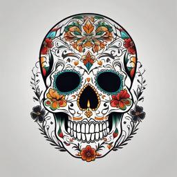 irish sugar skull tattoo  simple color tattoo,minimal,white background