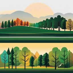 Tree Line Sticker - Line of trees on the horizon, ,vector color sticker art,minimal