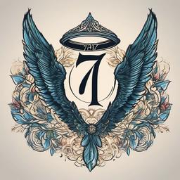 777 Angel Number Tattoo-Exploring the mystical with a tattoo featuring the 777 angel number, symbolizing divine intervention, protection, and spiritual alignment.  simple vector color tattoo