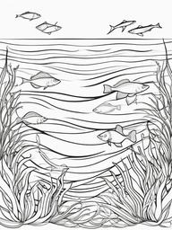 Sea Animal Coloring Pages - School of fish creating shapes in the water  simple coloring pages