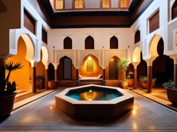 moroccan riads, with intricately designed courtyards, hide within the medinas of marrakech, morocco. 