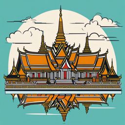 Bangkok clipart - Wat Phra Kaew and Grand Palace in Thailand, ,color clipart vector style