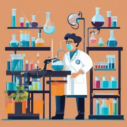 Scientist clipart - Person conducting experiments and research, ,color clipart vector style