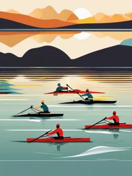 Rowing Race clipart - A competitive rowing race on the lake., ,vector color clipart,minimal