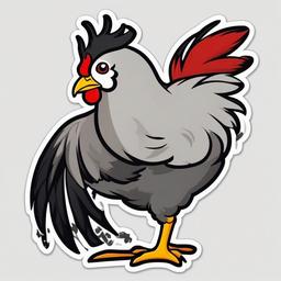 Plymouth Rock Chicken cartoon - popular chicken with striped feathers  cartoon sticker style