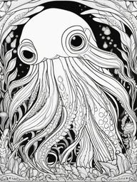 Cuttlefish Coloring Pages - Color Changing Ocean Dweller  black outline printable sheet, coloring page