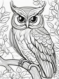 Owl Coloring Pages - Owl with a worm  simple coloring pages