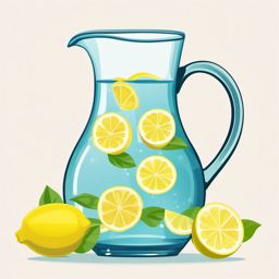 Lemon Slices in Water Clipart - Lemon slices in a pitcher of water.  color vector clipart, minimal style