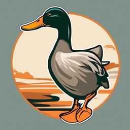 Duck Sticker - A quacking duck with orange beak. ,vector color sticker art,minimal