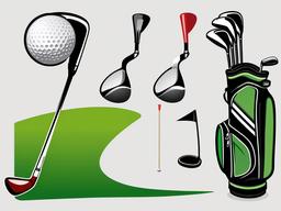 Sport clipart - golf clubs and ball  vector clipart