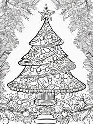 Colouring Xmas Tree  outling,coloring pages,black and whit