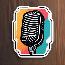 Microphone Sticker - Classic microphone illustration, ,vector color sticker art,minimal