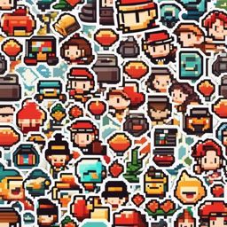 Retro game character sticker- Pixelated and charming, , sticker vector art, minimalist design