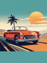 Convertible Car Clipart - A convertible car cruising with the wind in your hair.  transport, color vector clipart, minimal style