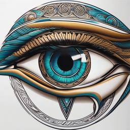 eye of horus symbol tattoo  simple color tattoo,minimal,white background