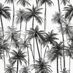 drawing of a coconut palm tree  minimal rough sketch scribbles,doodles,black and white