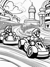 mario coloring pages - mario and luigi race go-karts in an exciting competition. 