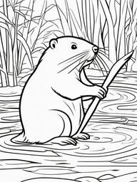 Beaver Coloring Page - Dam Building Animal  black outline printable coloring page