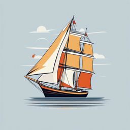 Sailboat Clipart - A sailboat sailing with billowing sails.  color vector clipart, minimal style