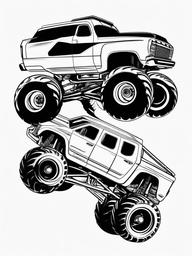 Monster Truck Wheelie Coloring Pages - Trucks Popping Wheelies in Style  minimal black outline printable sheet, coloring page