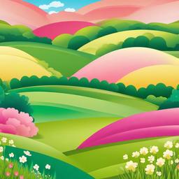 Spring clipart - spring landscape with rolling hills  