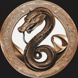 Bronze Serpent Tattoo - Tattoo featuring a serpent in bronze color.  simple vector tattoo,minimalist,white background