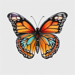 butterfly tattoo tramp stamp  simple color tattoo, minimal, white background