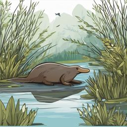 Cute Platypus in a Hidden Creek  clipart, simple