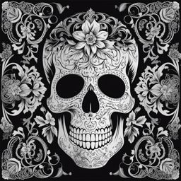 skull clipart: spooky skull with intricate designs. 
