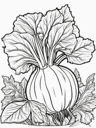 Vegetable Coloring Pages - Kohlrabi with bulb and leaves  simple coloring pages