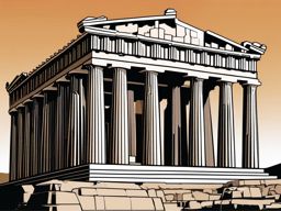 Athens clipart - Acropolis of Athens and Parthenon in Greece,  color clipart, vector art