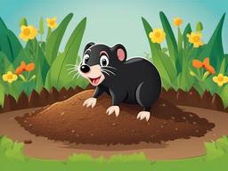 Mole Cartoon - Cartoon of mole popping out of ground  