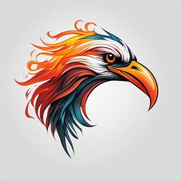 flaming bird tattoo  simple color tattoo,white background