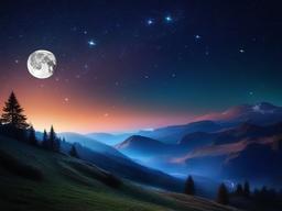 Beautiful Night Sky With Stars And Moon Wallpaper  ,desktop background wallpaper