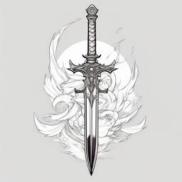 anime sword over powered
  ,tattoo design, white background
