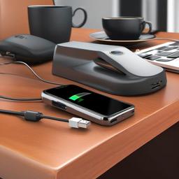 Phone clipart - phone charging on a desk  