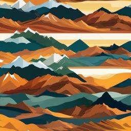 Mountain Ridges Panorama clipart - Panoramic view of rugged ridges, ,vector color clipart,minimal